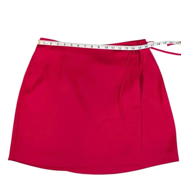 A New Day Womens Satin Mini A-Line Skirt Size Large Pink Side Tie Button Closure - Picture 13 of 14